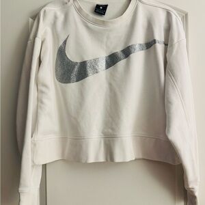 Nike Women's Off-White Sweatshirt with Metallic Logo